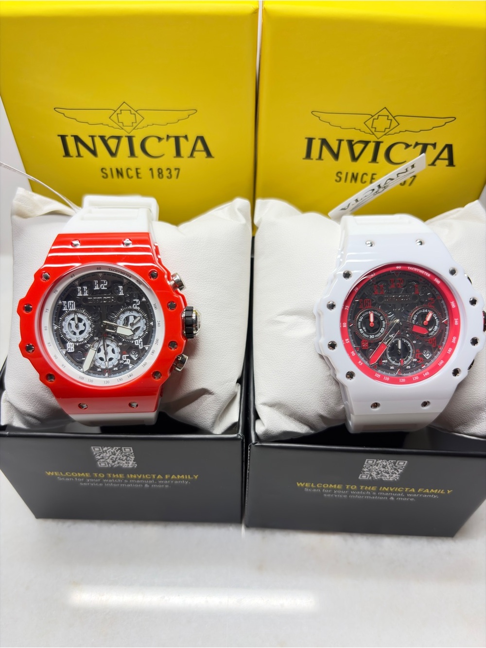 Invicta Racing Vaulthan 44mm Men's Red and White Chronograph Sport Watch Duo NIB